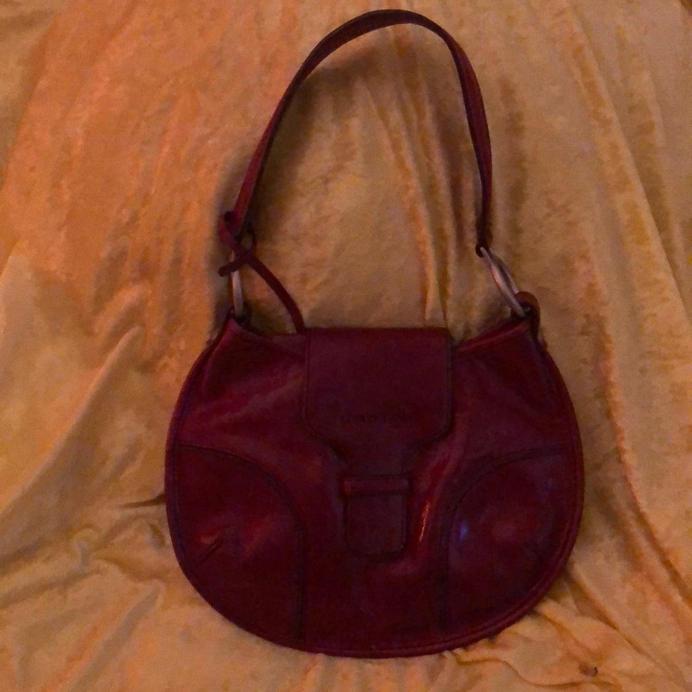 Pat and leather red bag